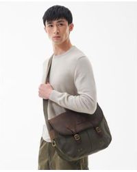 Barbour - Olive Wax Leather Tarras Bag O/s - Lyst