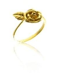 CollardManson - Gold Plated Silver 925 Rose And Leaf Ring - Lyst