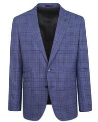 Torre - Prince Of Wales Check Suit Jacket Navy Blue - Lyst