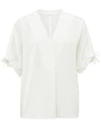 Yaya - Airy Top With V Neck And Drawstring Details Or Off - Lyst
