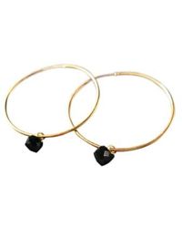 silver jewellery - Black Onyx Hoop Earrings 4cm - Lyst