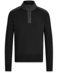 Belstaff - Kilmington pullover mit viertelreißverschluss merino schwarz - Lyst