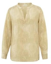 Yaya - Supple Top With V-neck And Snake Print| Eucalyptus--dessin 34 - Lyst