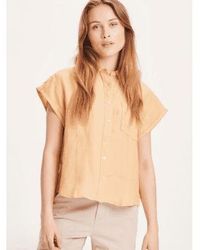 Knowledge Cotton - 900005 Aster Fold Up Short Sleeve Linen Shirt Clay - Lyst