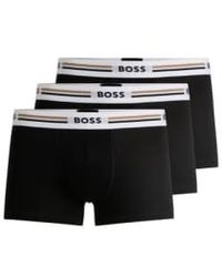 BOSS - Pack troncs d'étirement noirs avec ceinture rayures signature 50492200 001 - Lyst
