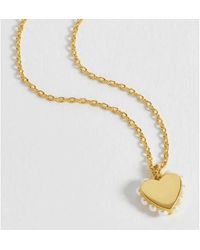 Estella Bartlett - Heart Side Pearl Pendant Necklace Plated - Lyst