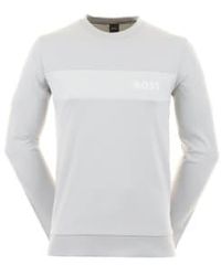 BOSS - Boss – sweatshirt aus baumwollmischung mit gesticktem logo in hellgrau 50503061 057 - Lyst