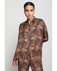 Ottod'Ame - Graphic Printed Shirt Camel / Navy 40 - Lyst