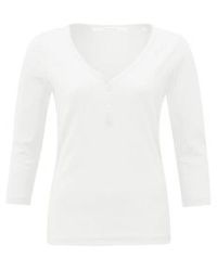Yaya - Top With V Neckline And Button Detail - Lyst