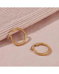 Posh Totty Designs - 18ct Plate Diamond Cut Hoop Earrings Yellow Plated - Lyst