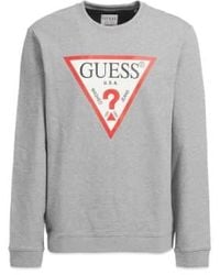 Guess - Graues audley-fleece-crew-sweatshirt - Lyst