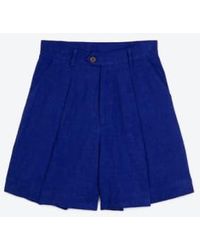 Lowie - Linen Viscose Blue Tailored Shorts L - Lyst