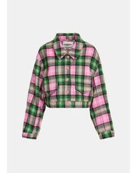 Essentiel Antwerp - Earlier And Pink Check Wool Jacket Small - Lyst