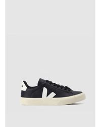 Veja Black White Leather Campo Womens Trainers - Bianco