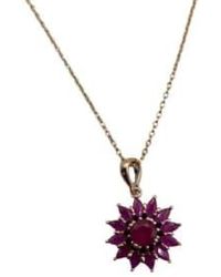 SIXTON LONDON - Ruby Flower Necklace One Size / Coloured - Lyst