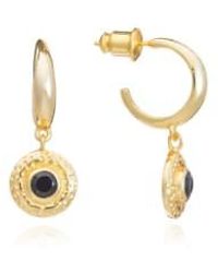 Azuni London - Luna Gemstone Hoop Earrings Labradorite - Lyst