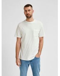 SELECTED - Crema camiseta l hombre seleccionado en bolsillo algodón orgánico - Lyst