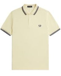 Fred Perry - Slim Fit Twin Tipped Polo Ice & French Navy - Lyst