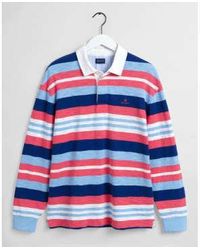 GANT - Paradise Surf Heavy rugger Long Sleeve Polo Shirt In Striped Design Print S - Lyst