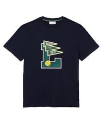 Lacoste - Pennants L Badge Cotton Tee Navy Blue - Lyst