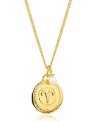 Claudia Bradby - Plated Pearl Aries Zodiac Necklace / - Lyst