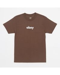 Obey - Lower case 2 klassisches t-shirt in braun - Lyst