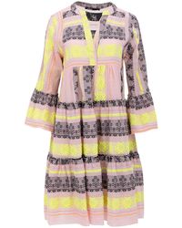Devotion Kurzes Aztek Ella Kleid Pink / Gelb