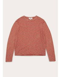 YMC X Cotton Stripe Jersey Sweatshirt Red Ecru Made