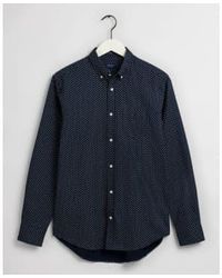 GANT - Camisa ajuste regular marina azul con estampado floral geométrico - Lyst