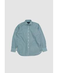 Drake's - Bengala stripe spread collar poplin camisa ver/blanco - Lyst