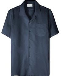 COLORFUL STANDARD - Camisa manga corta lino cs4009 azul gasolina - Lyst