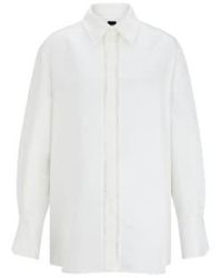 BOSS - Beina ladr stitch loose shirt taille: 12, col: blanc - Lyst