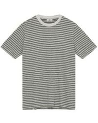 Anerkjendt - Rod S/s Baumwoll-/Leinen-Streifen-T-Shirt in Olivine von - Lyst