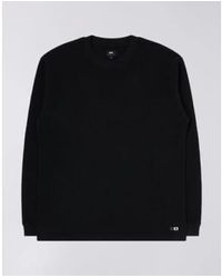Edwin - Camiseta manga larga mareada gofres negros - Lyst