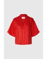 SELECTED - Flame Scarlet Lyra Boxy Linen Shirt - Lyst