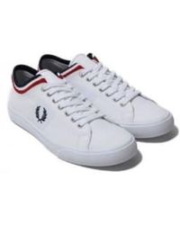 Fred Perry - Underspin Tipped Cuff Shoes Twill White, Navy & Red - Lyst