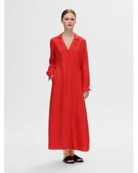 SELECTED - Lyra Maxi Shirt Dress Flame Scarlet 34 - Lyst