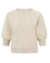 Yaya - Sweater With Round Neck And Raglan Sleeves| Summer Sand Melange S Beige - Lyst