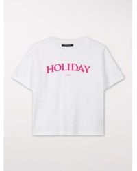 Luisa Cerano - T-shirt With Printed Lettering Uk 8 - Lyst