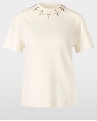 Marc Cain - T Shirt With Rhinestone Details Xc 48.16 J13 Col 112 - Lyst