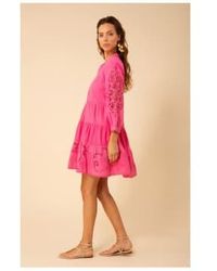 Hale Bob - Lace Embroidered Button Up Short Dress Size: S, Col: L - Lyst