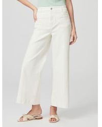 PAIGE - Harper Distressed High-rise Wide-leg Jeans - Lyst