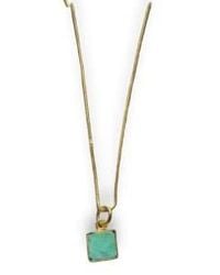 CollardManson - Semi Precious Stone Necklace Plated Snake Chain With Turquoise Pendant - Lyst