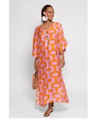 Sundress - Leandre Geometric Print Dress Col: Pink/orange, Size: M/ M/l - Lyst
