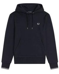 Fred Perry - Tipped Hooded Sweatshirt Navy 2 - Lyst