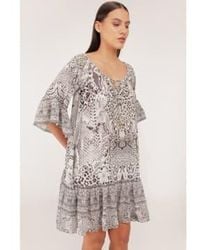 Inoa - Scilla Matera Print Tied Ruffle Short Dress Col: S - Lyst