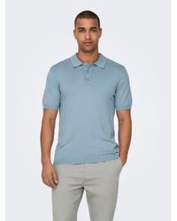 Only & Sons - Only And Sons Knitted S/s Polo Sky - Lyst