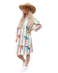 Nimo With Love - Short Multi Striped Sapphire Kaftan Palm Print Size Small - Lyst