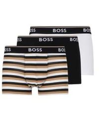 BOSS - Pack Of 3 And Black Stripe Boxers Trunks - Lyst