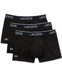 Lacoste 3 Pack Cotton Stretch Trunks Black - Nero